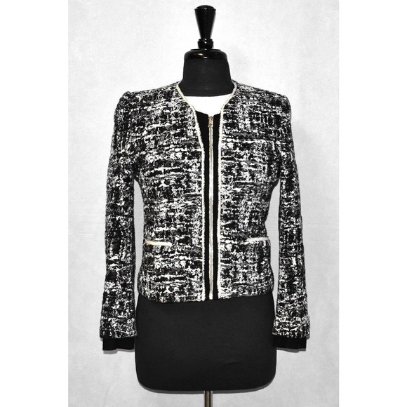 Sandro Black and White Tweed Jacket - Picture 1 of 7